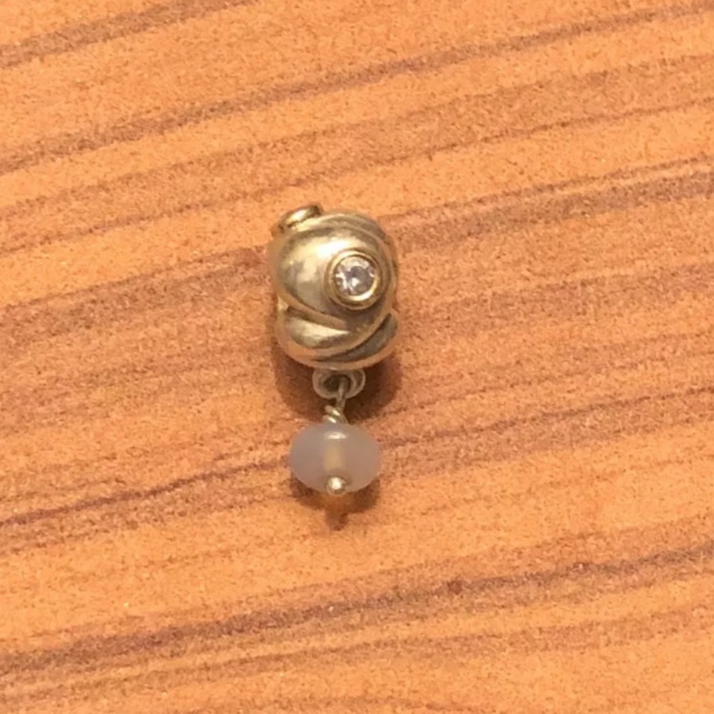 Pandora Silver, Gold, crystal, and moonstone Charm
